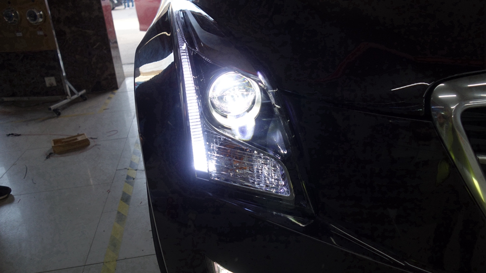 凯迪拉克ATSL车灯改装欧司朗破晓者套装，改装双光透镜、LED大灯升级-6